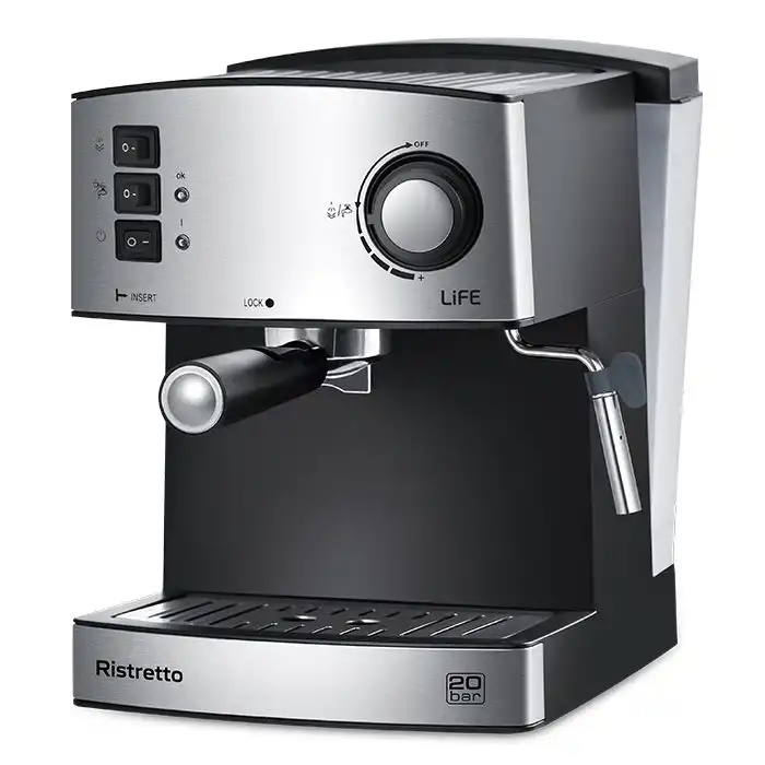 Ristretto Μηχανή Espresso 850W Πίεσης 20bar Ασημί