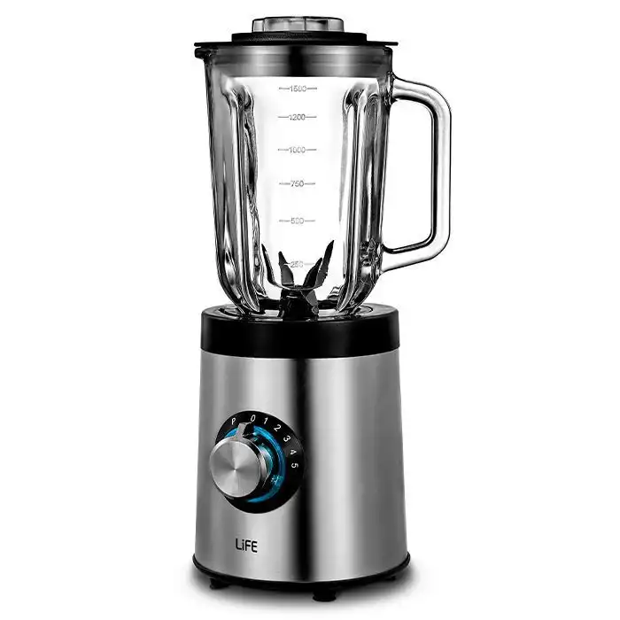 Life Veloce Μπλέντερ για Smoothies με Γυάλινη Κανάτα 1.5lt 800W Inox
