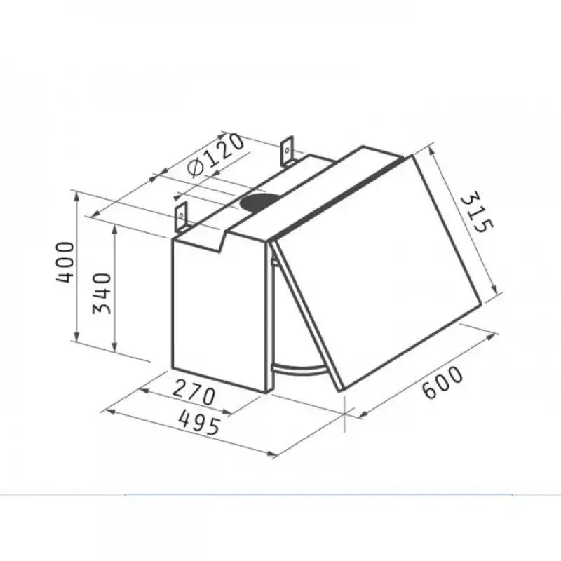 Pyramis Essential Turbo Πτυσσόμενος Απορροφητήρας 60cm Λευκός - Image 2