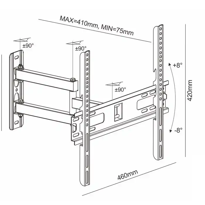 Sonora WonderWall 400 Full eMotion Βάση Τηλεόρασης Τοίχου με Βραχίονα 32"-55" και 30kg - Image 2