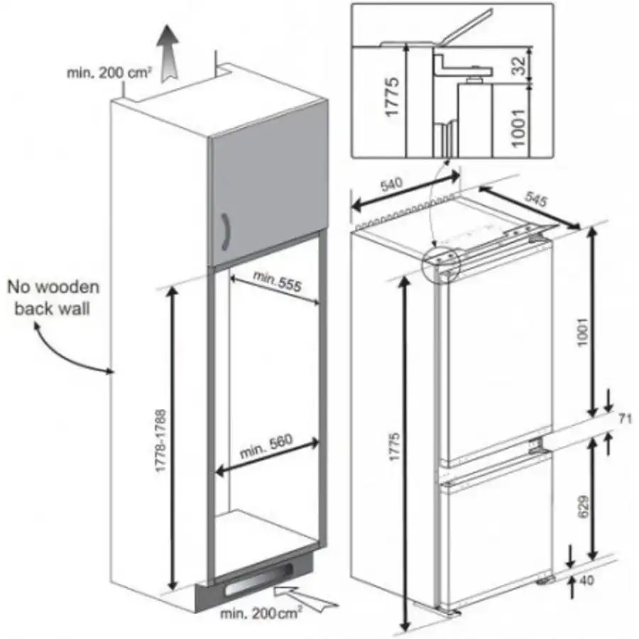 Beko BCNA275E4SN Εντοιχιζόμενος Ψυγειοκαταψύκτης 254lt NoFrost Υ177xΠ54xΒ54.5εκ. Λευκός - Image 3