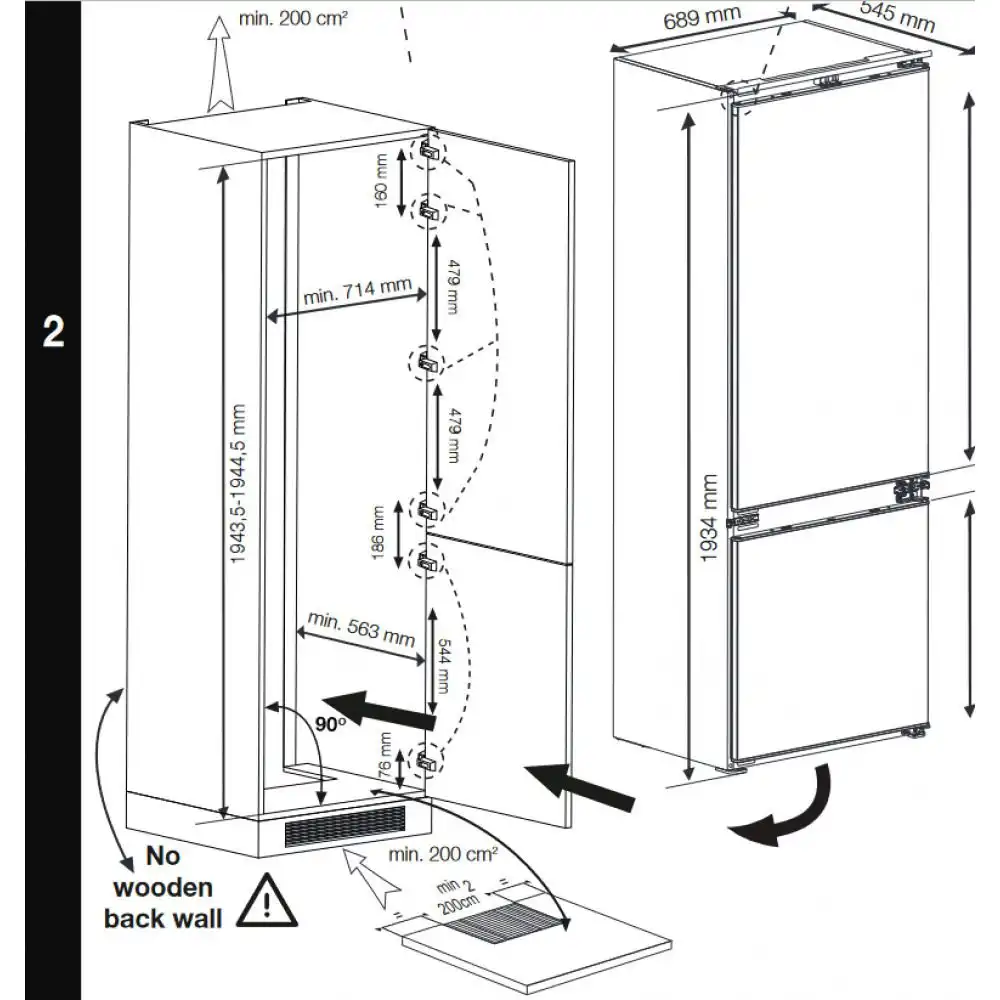 Beko BCNE400E40SN Εντοιχιζόμενος Ψυγειοκαταψύκτης 370lt NoFrost Υ194xΠ69xΒ55εκ. Λευκός - Image 3